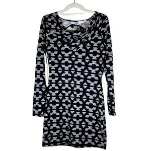 Derek Heart - Women's Size M - Black & Grey Dress Geometric Shapes - Long Sleeve